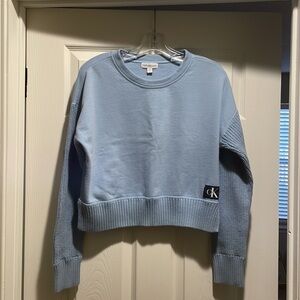Sweatshirt Meets Sweater!  Calvin Klein Soft Blue Size S/P